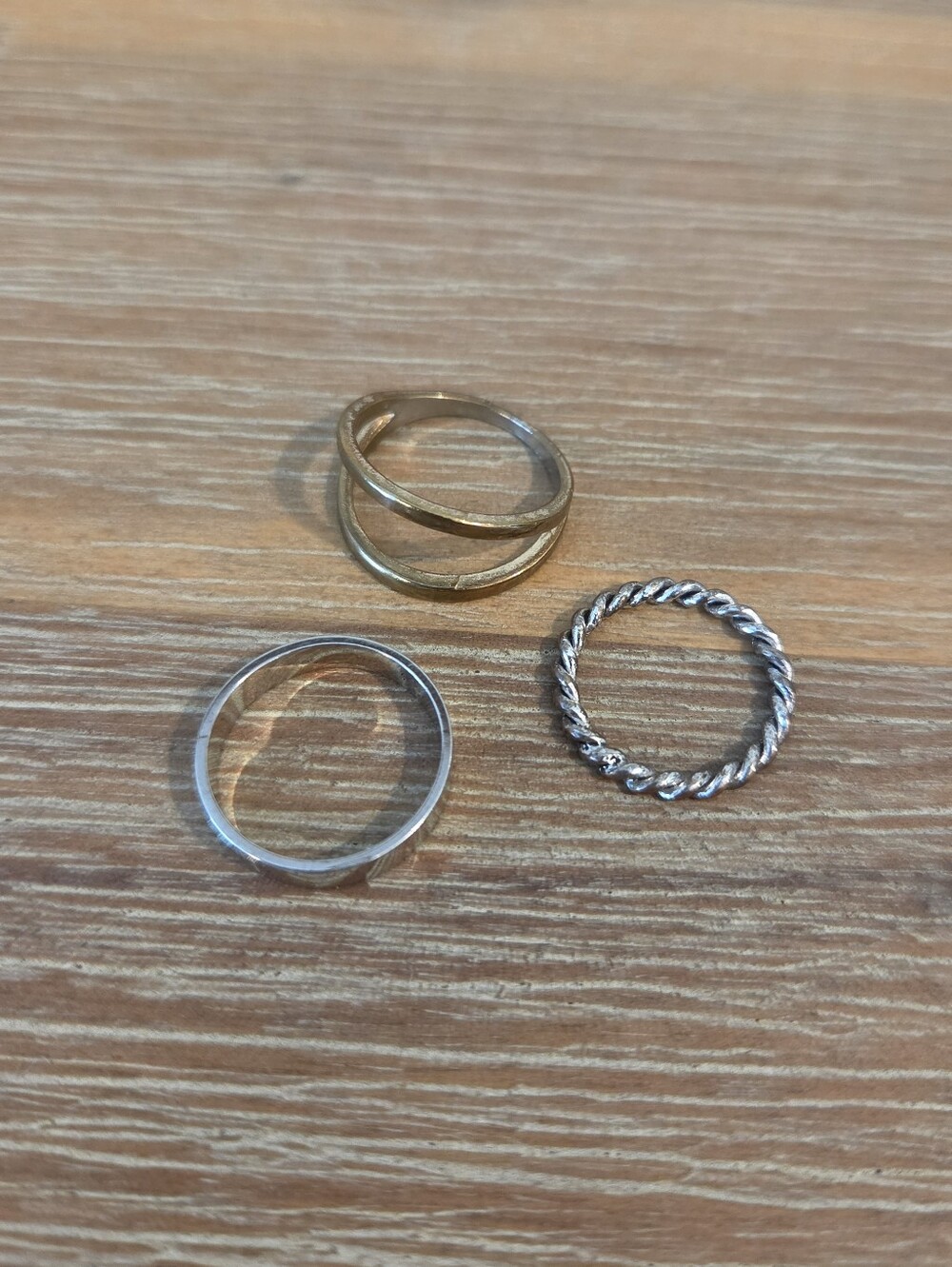 Set of 3 Stacking Rings Layered Ring Set Boho Minimalist Mixed Metals